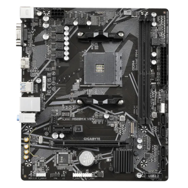 GIGABYTE A520M-K-V2 AM4 DDR4 SES GLAN HDMI/VGA SATA3 USB 3.2 mATX Anakart - 2