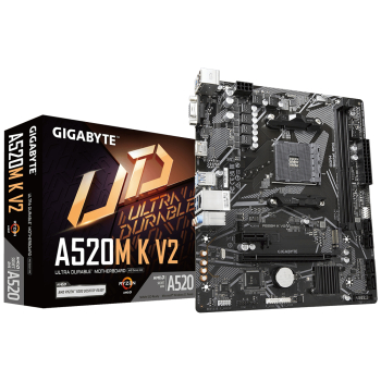 GIGABYTE A520M-K-V2 AM4 DDR4 SES GLAN HDMI/VGA SATA3 USB 3.2 mATX Anakart - GIGABYTE