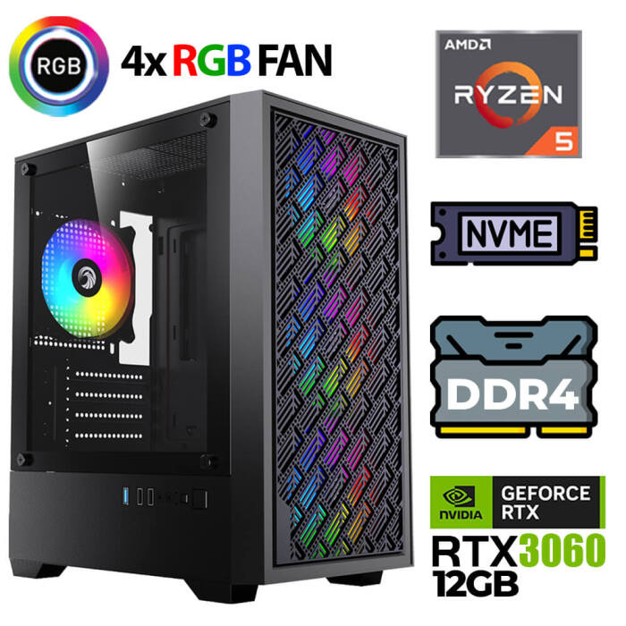 Kinger KX370 Ryzen 5 5500 32GB Ram 1TB M.2 NVMe SSD 12GB RTX3060 Oyuncu Tavsiye Sistem - 1