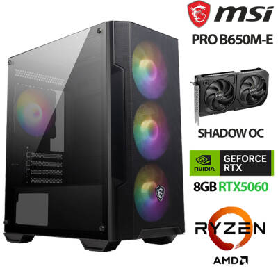 Xaser Force X6 Ryzen 5 8400F 32GB DDR5 Ram 1TB M.2 NVMe SSD 8GB RTX5060 Masaüstü Oyuncu Hazır Msı Sistem - 1