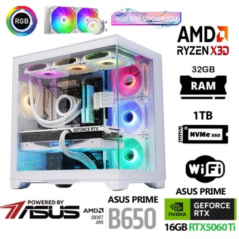 Prime X1 Ryzen 7 7800X3D 32GB DDR5 Ram 1TB M.2 NVMe SSD 16GB RTX5060 Ti Sıvı Soğutmalı Oyuncu Tavsiye Sistem - 