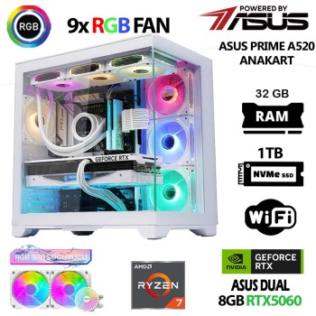 Prime x6 Ryzen 7 5700X 32GB Ram 1TB M.2 NVMe SSD 8GB RTX5060 Sıvı Soğutmalı Oyuncu Tavsiye Sistem - 