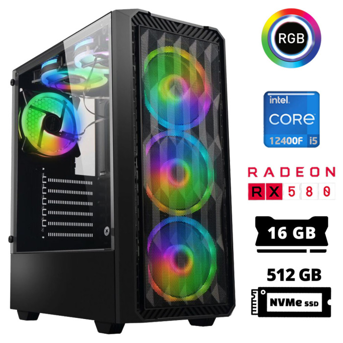 Xaser Abyss X1 i5 12400F 16GB Ram 512GB M.2 NVMe SSD 8GB RX580 256Bit Oyuncu Tavsiye Sistem - 1
