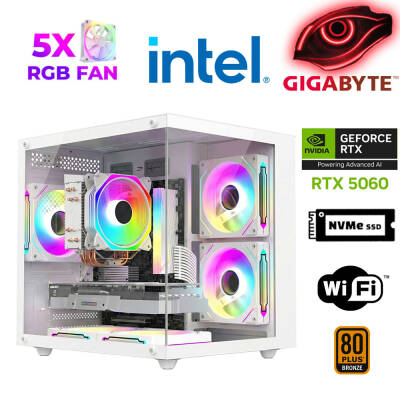 Xaser Air X40 i5 14400F 16GB DDR5 Ram 512GB M.2 NVMe SSD 8GB RTX5060 Masaüstü Oyuncu Bilgisayarı - 1