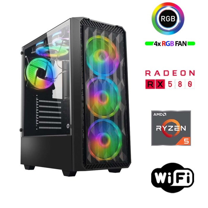 Xaser Armor X10 Ryzen 5 5500 16GB Ram 512GB M.2 NVMe SSD 8GB RX580 Oyuncu Tavsiye Sistem - 1