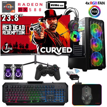 Xaser Armor X40 Ryzen 5 5500 16GB Ram 512GB M.2 NVMe SSD 8GB RX580 24 Curved Oyuncu Tavsiye Sistem - Xaser