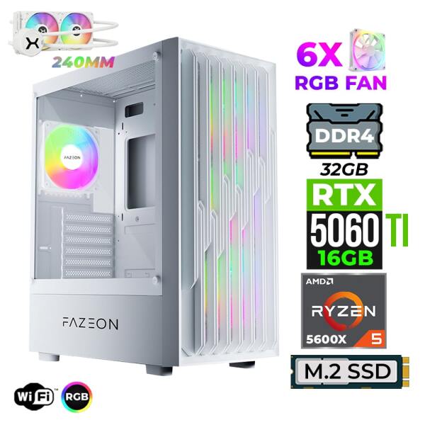 Xaser Astra X280 Ryzen 5 5600X 32GB Ram 1TB M.2 NVMe SSD 16GB RTX5060 Ti Sıvı Soğutmalı Oyuncu Tavsiye Sistem - 1