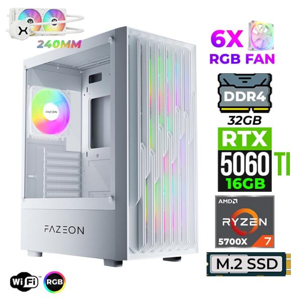 Xaser Astra X360 Ryzen 7 5700X 32GB Ram 1TB M.2 NVMe SSD 16GB RTX5060 Ti Sıvı Soğutmalı Oyuncu Tavsiye Sistem - 1