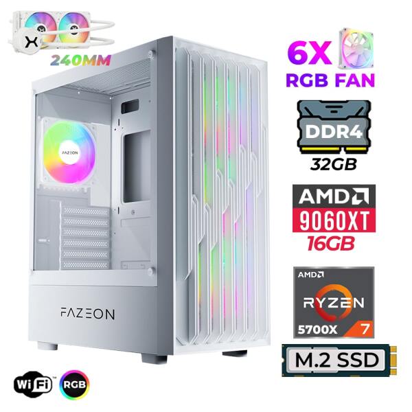 Xaser Astra X370 Ryzen 7 5700X 32GB Ram 1TB M.2 NVMe SSD 16GB RX9060 XT Sıvı Soğutmalı Oyuncu Tavsiye Sistem - 1