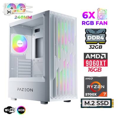 Xaser Astra X370 Ryzen 7 5700X 32GB Ram 1TB M.2 NVMe SSD 16GB RX9060 XT Sıvı Soğutmalı Oyuncu Tavsiye Sistem - 1