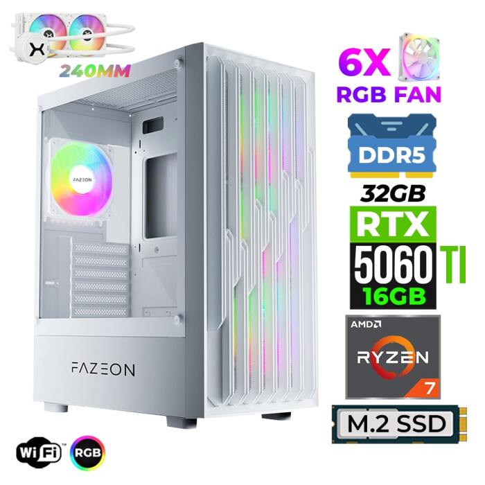 Xaser Astra X520 Ryzen 7 9700X 32GB DDR5 Ram 1TB M.2 NVMe SSD 16GB RTX5060 Ti Sıvı Soğutmalı Oyuncu Bilgisayarı - 1