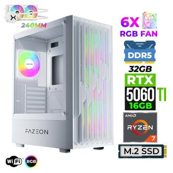 Xaser Astra X600 Ryzen 7 7700X 32GB DDR5 Ram 1TB M.2 NVMe SSD 16GB RTX5060 Ti Sıvı Soğutmalı Oyuncu Bilgisayarı - Xaser