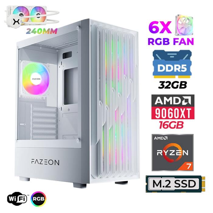 Xaser Astra X620 Ryzen 7 7700X 32GB DDR5 Ram 1TB M.2 NVMe SSD 16GB RX9060 XT Sıvı Soğutmalı Oyuncu Tavsiye Sistem - 1