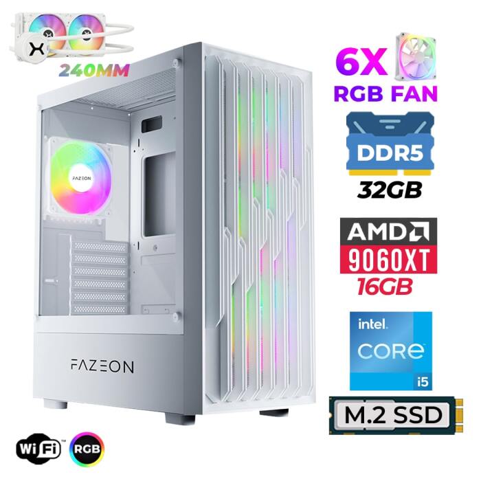 Xaser Astra X700 i5 14400F 32GB DDR5 Ram 1TB M.2 NVMe SSD 16GB RX9060 XT Sıvı Soğutmalı Oyuncu Tavsiye Sistem - 1
