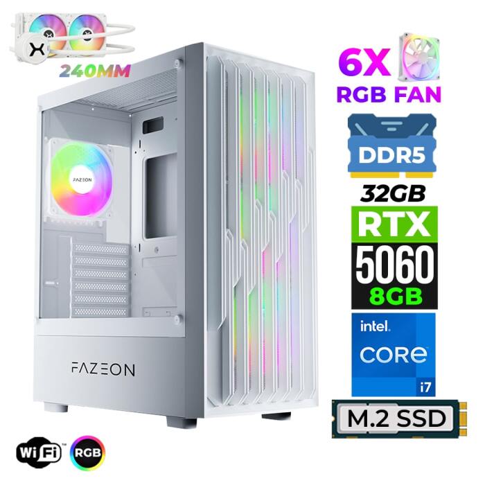 Xaser Astra X750 i7 14700F 32GB DDR5 Ram 1TB M.2 NVMe SSD 8GB RTX5060 Sıvı Soğutmalı Oyuncu Tavsiye Sistem - 1