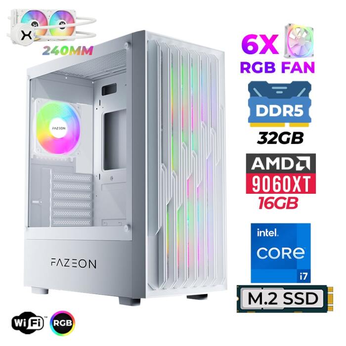 Xaser Astra X780 i7 14700F 32GB DDR5 Ram 1TB M.2 NVMe SSD 16GB RX9060 XT Sıvı Soğutmalı Oyuncu Tavsiye Sistem - 1