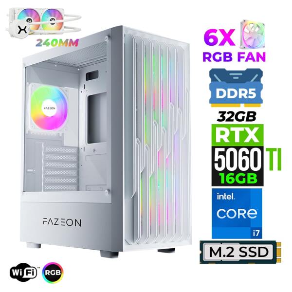 Xaser Astra X840 i9 14900KF 32GB DDR5 Ram 1TB M.2 NVMe SSD 16GB RTX5060 Ti Sıvı Soğutmalı Oyuncu Bilgisayarı - 1