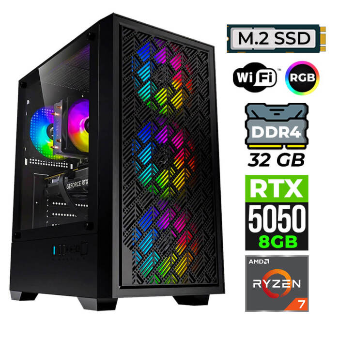 Xaser BladeX60 Ryzen 7 5700X 32GB Ram 1TB M.2 NVMe SSD 8GB RTX5050 Oyuncu Tavsiye Sistem - 1