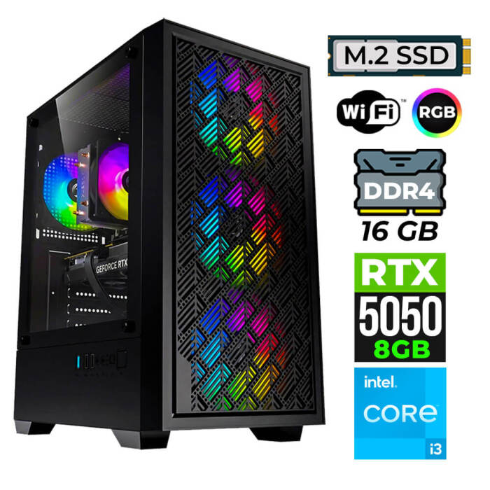 Xaser BladeX70 Intel I3 14100F 16GB Ram 512GB M.2 NVMe SSD 8GB RTX5050 Oyuncu Tavsiye Sistem - 1
