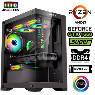 Xaser Blood x20 Ryzen 5 5500 32GB Ram 1TB M.2 SSD 6GB GTX1660 Super Masaüstü Oyuncu Bilgisayar - 1