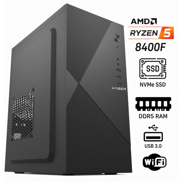 Xaser BusinessX120 Ryzen 5 8400F 16GB DDR5 Ram 1TB SSD GT610 Ekran Kartı Ofis Bilgisayarı - 1