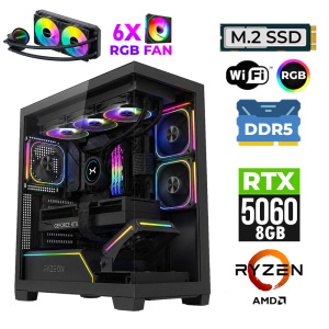 Xaser Clove X140 Ryzen 5 7500F 32GB DDR5 Ram 1TB M.2 NVMe SSD 8GB RTX5060 Sıvı Soğutmalı Oyuncu Bilgisayarı - 1