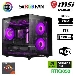 Xaser Cube X10 Ryzen 7 5700x 32GB Ram 1TB M.2 NVMe SSD 6GB RTX3050 Masaüstü Oyuncu Bilgisayarı - 1