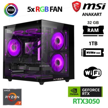 Xaser Cube X10 Ryzen 7 5700x 32GB Ram 1TB M.2 NVMe SSD 6GB RTX3050 Oyuncu Tavsiye Sistem - Xaser