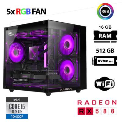Xaser Cube X110 i5 10400F 16GB Ram 512GB M.2 NVMe SSD 8GB RX580 Masaüstü Oyuncu Bilgisayarı - 1