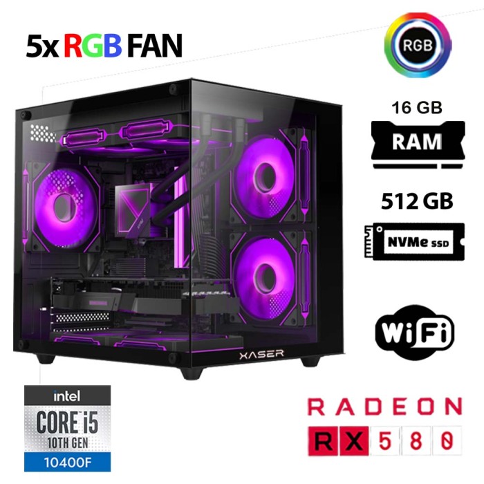 Xaser Cube X110 i5 10400F 16GB Ram 512GB M.2 NVMe SSD 8GB RX580 Oyuncu Tavsiye Sistem - 1