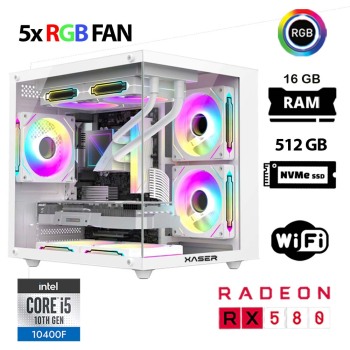 Xaser Cube X120 i5 10400F 16GB Ram 512GB M.2 NVMe SSD 8GB RX580 Beyaz Oyuncu Tavsiye Sistem - Xaser