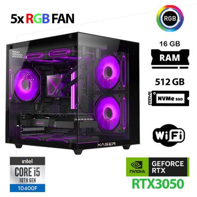 Xaser Cube X130 i5 10400F 16GB Ram 512GB M.2 NVMe SSD 6GB RTX3050 Masaüstü Oyuncu Bilgisayarı - 1