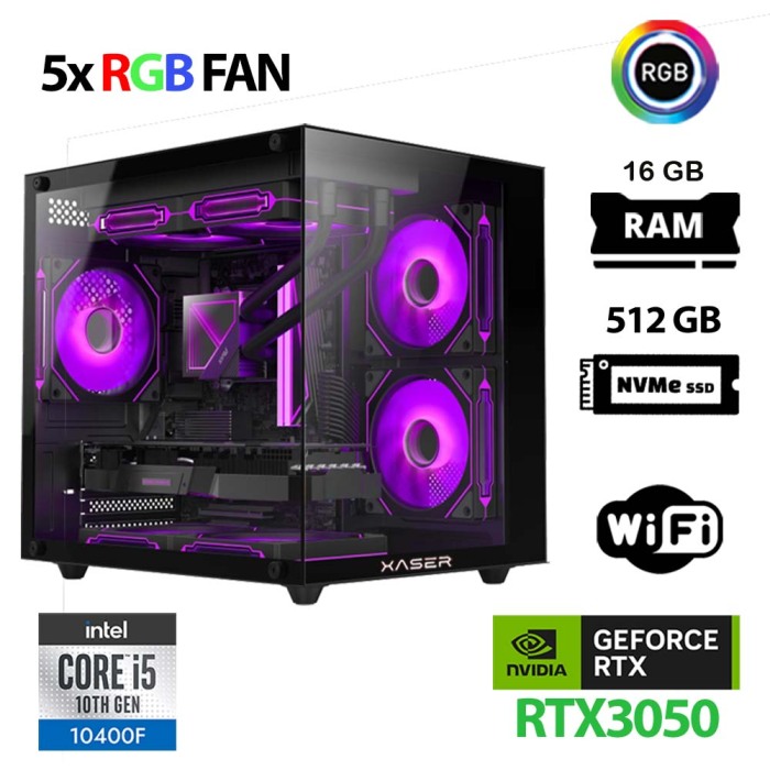 Xaser Cube X130 i5 10400F 16GB Ram 512GB M.2 NVMe SSD 6GB RTX3050 Oyuncu Tavsiye Sistem - 1