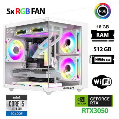 Xaser Cube X140 i5 10400F 16GB Ram 512GB M.2 NVMe SSD 6GB RTX3050 Beyaz Masaüstü Oyuncu Bilgisayarı - 1