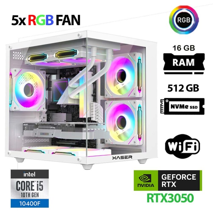 Xaser Cube X140 i5 10400F 16GB Ram 512GB M.2 NVMe SSD 6GB RTX3050 Beyaz Oyuncu Tavsiye Sistem - 1