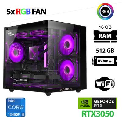 Xaser Cube X170 i5 12400F 16GB Ram 512GB M.2 NVMe SSD 6GB RTX3050 Masaüstü Oyuncu Bilgisayarı - 1