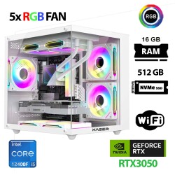 Xaser Cube X180 i5 12400F 16GB Ram 512GB M.2 NVMe SSD 6GB RTX3050 Beyaz Masaüstü Oyuncu Bilgisayarı - 1