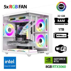 Xaser Cube X200 i5 14400F 32GB DDR5 Ram 1TB M.2 NVMe SSD 8GB RTX5060 Beyaz Oyuncu Tavsiye Sistem - Xaser