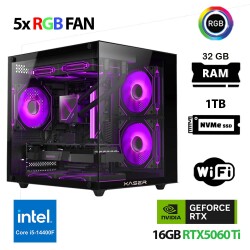 Xaser Cube X210 i5 14400F 32GB DDR5 Ram 1TB M.2 NVMe SSD 16GB RTX5060 Ti Masaüstü Oyuncu Bilgisayarı - 1