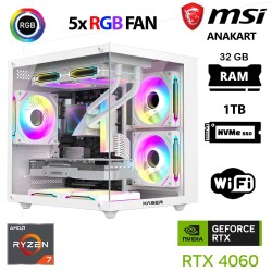 Xaser Cube X60 Ryzen 7 5700x 32GB Ram 1TB M.2 NVMe SSD 8GB RTX4060 Beyaz Masaüstü Oyuncu Bilgisayarı - 1