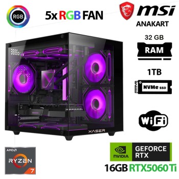 Xaser Cube X90 Ryzen 7 5700x 32GB Ram 1TB M.2 NVMe SSD 16GB RTX5060 Ti Oyuncu Tavsiye Sistem - 1