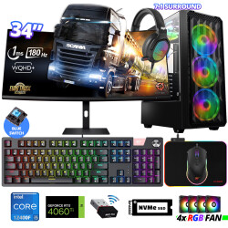 Xaser Delux X100 i5 12400F 32GB Ram 512GB M.2 NVMe SSD 8GB RTX4060 Ti 34 180Hz Curved Oyuncu Tavsiye Sistem - Xaser