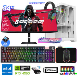 Xaser Delux X104 i5 14400F 16GB DDR5 Ram 512GB M.2 NVMe SSD 8GB RTX4060 34 180Hz Sıvı Soğutmalı Oyuncu Tavsiye Sistem - Xaser