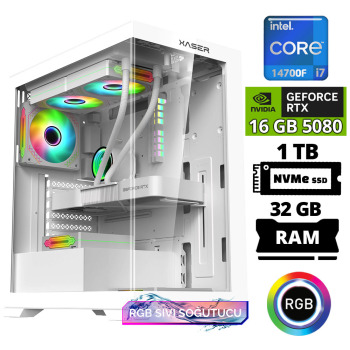 Xaser Delux X123 i7 14700F 32GB DDR5 Ram 1TB M.2 NVMe SSD 16GB RTX5080 Sıvı Soğutmalı Oyuncu Tavsiye Sistem - Xaser