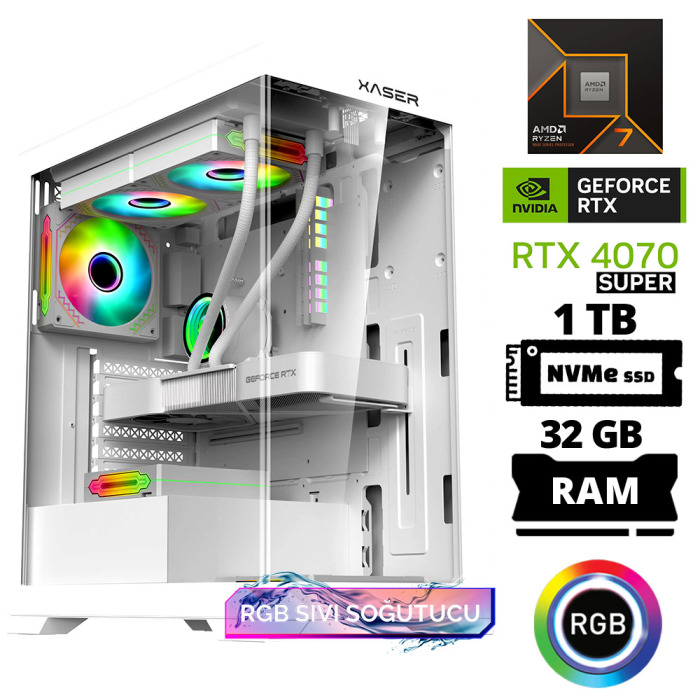 Xaser Delux X124 Ryzen 7 9800X3D 32GB DDR5 Ram 1TB M.2 NVMe SSD 12GB RTX4070 SUPER Oyuncu Tavsiye Sistem - 1