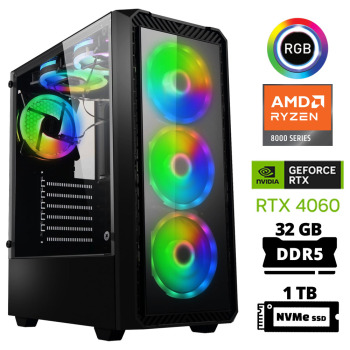 Xaser Delux X22 Ryzen 5 8400F 32GB DDR5 Ram 1TB M.2 NVMe SSD 8GB RTX4060 Oyuncu Tavsiye Sistem - Xaser