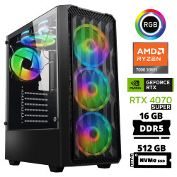 Xaser Delux X35 Ryzen 5 7500F 16GB DDR5 Ram 512GB M.2 NVMe SSD 12GB RTX4070 SUPER Oyuncu Tavsiye Sistem - Xaser