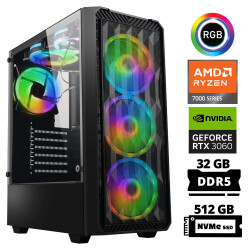 Xaser Delux X39 Ryzen 5 7500F 32GB DDR5 Ram 512GB M.2 NVMe SSD 12GB RTX3060 Oyuncu Tavsiye Sistem - Xaser