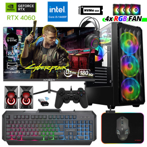 Xaser Delux X47 i5 14400F 16GB DDR5 Ram 512GB M.2 NVMe SSD 8GB RTX4060 23.8 180Hz Oyuncu Tavsiye Sistem - Xaser
