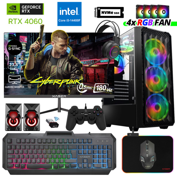 Xaser Delux X47 i5 14400F 16GB DDR5 Ram 512GB M.2 NVMe SSD 8GB RTX4060 23.8 180Hz Oyuncu Tavsiye Sistem - 1